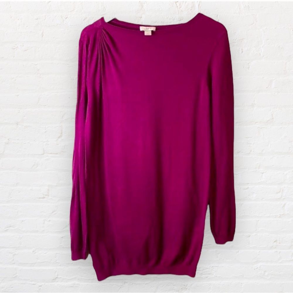 ANN Taylor loft large long sleeve tunic length sweater purple color